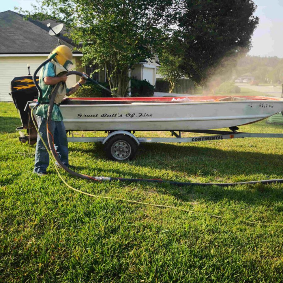 Boat sandblasting and paint removal service