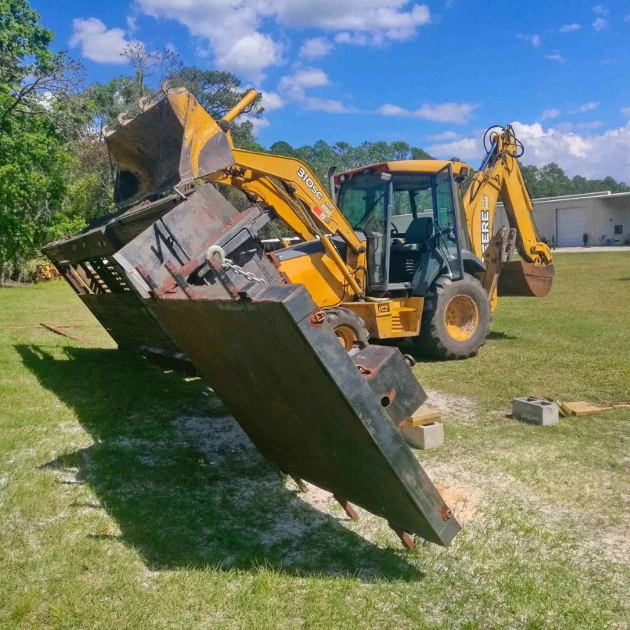 Industrial abrasive blasting equipment at commercial job site