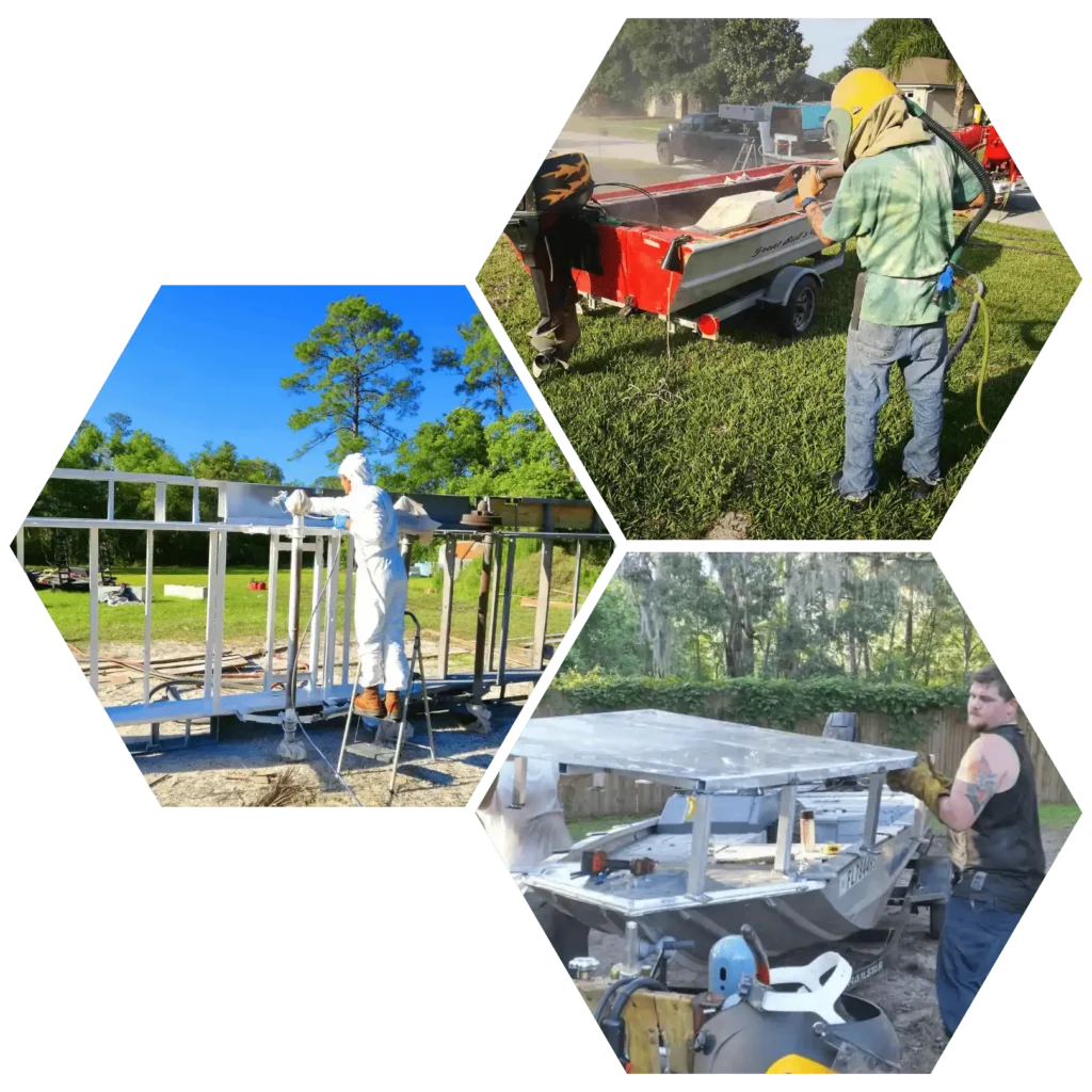 Professional wood sandblasting service removing paint and stain from wooden house